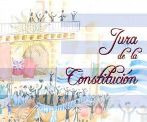 пазл Клятва Конституции Уругвая. Каждый 18 июля отмечается присягу первая национальная конституция 1830 года